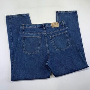 Full Blue Mens Jeans Size 36x32 Straight Dark Wash Denim Workwear Grunge